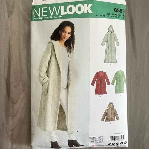 Handmade New Look Pink Hooded Striped Wool-Blend Cape Coat with Olive Sleeves - Picture 7 of 8